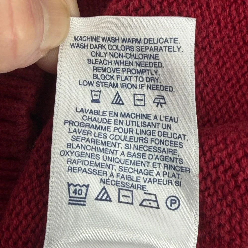 Lands End Drifter Mens Large Burgundy Red 100% Cotton Crewneck‎ Sweater L 42-44